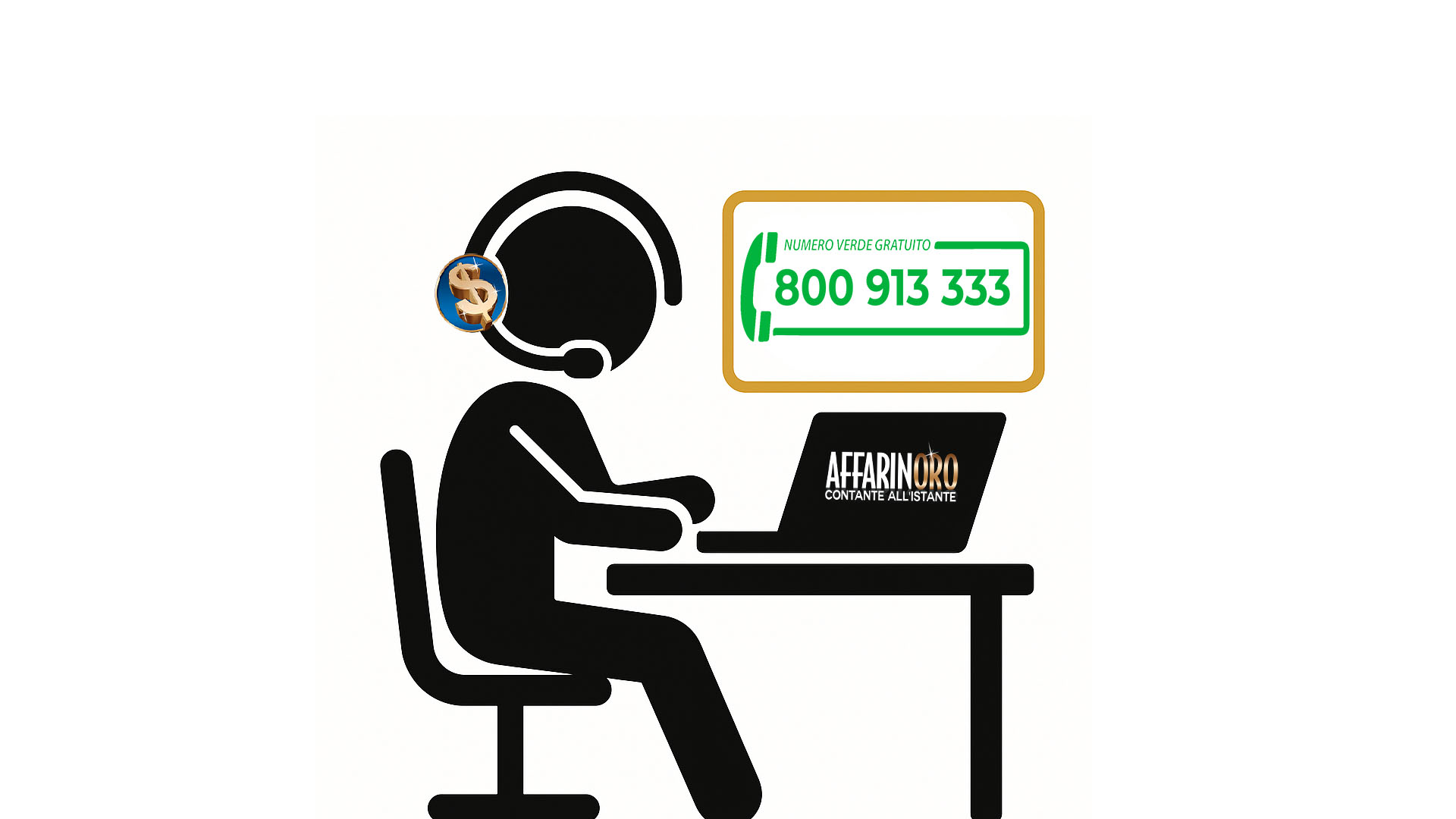 Operatore al telefono per assistenza clienti Affarinoro Palermo con numero verde 800 913 333