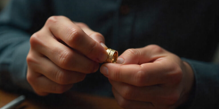 Esame professionale di un anello d’oro per riconoscere autenticità e marchiatura