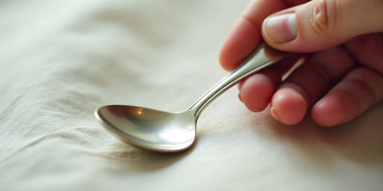 Oggetto in argento appoggiato su un panno chiaro mentre viene esaminato per verificarne l’autenticità